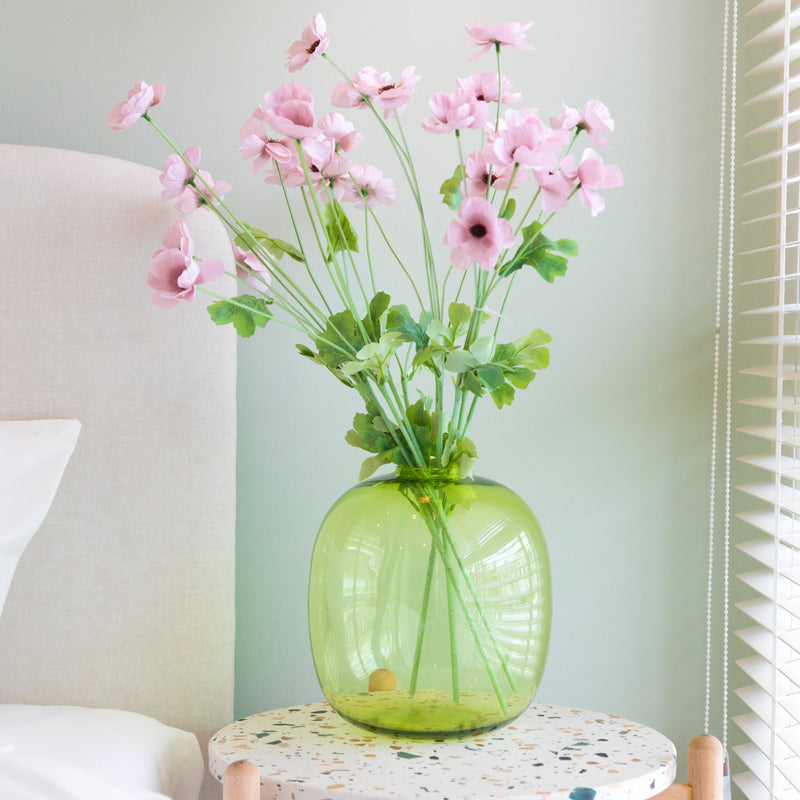 flowers on bedside table