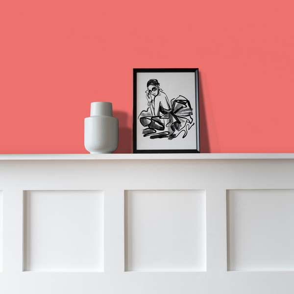wall painted in Marilyn's Blush decorated with picture and vase