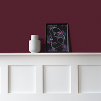 wall painted in Sweet Damson Matt Emulsion Paint decorated with picture and vase
